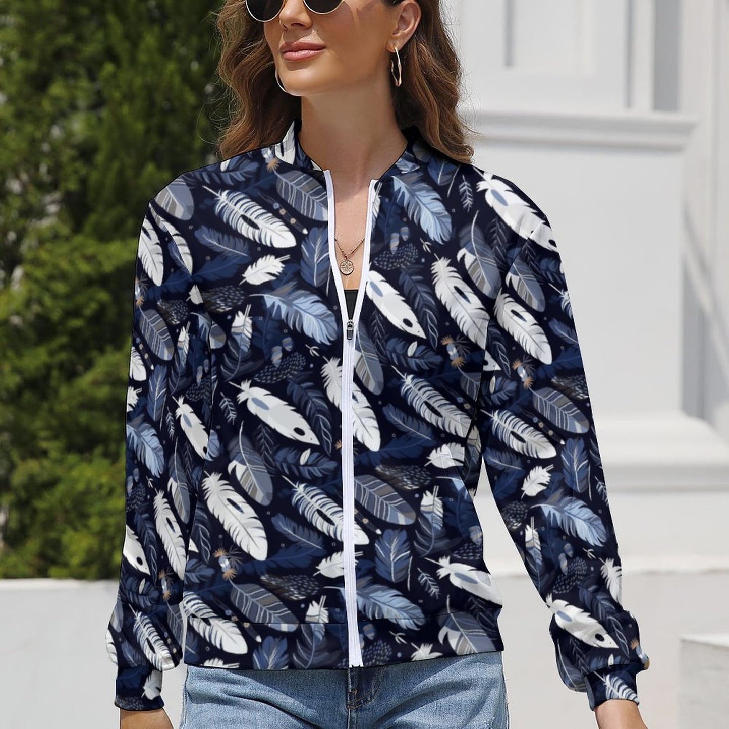 Feather Navy Blue Windbreaker Jacket - Model: Women's Feather Windbreaker - 6u3j8v