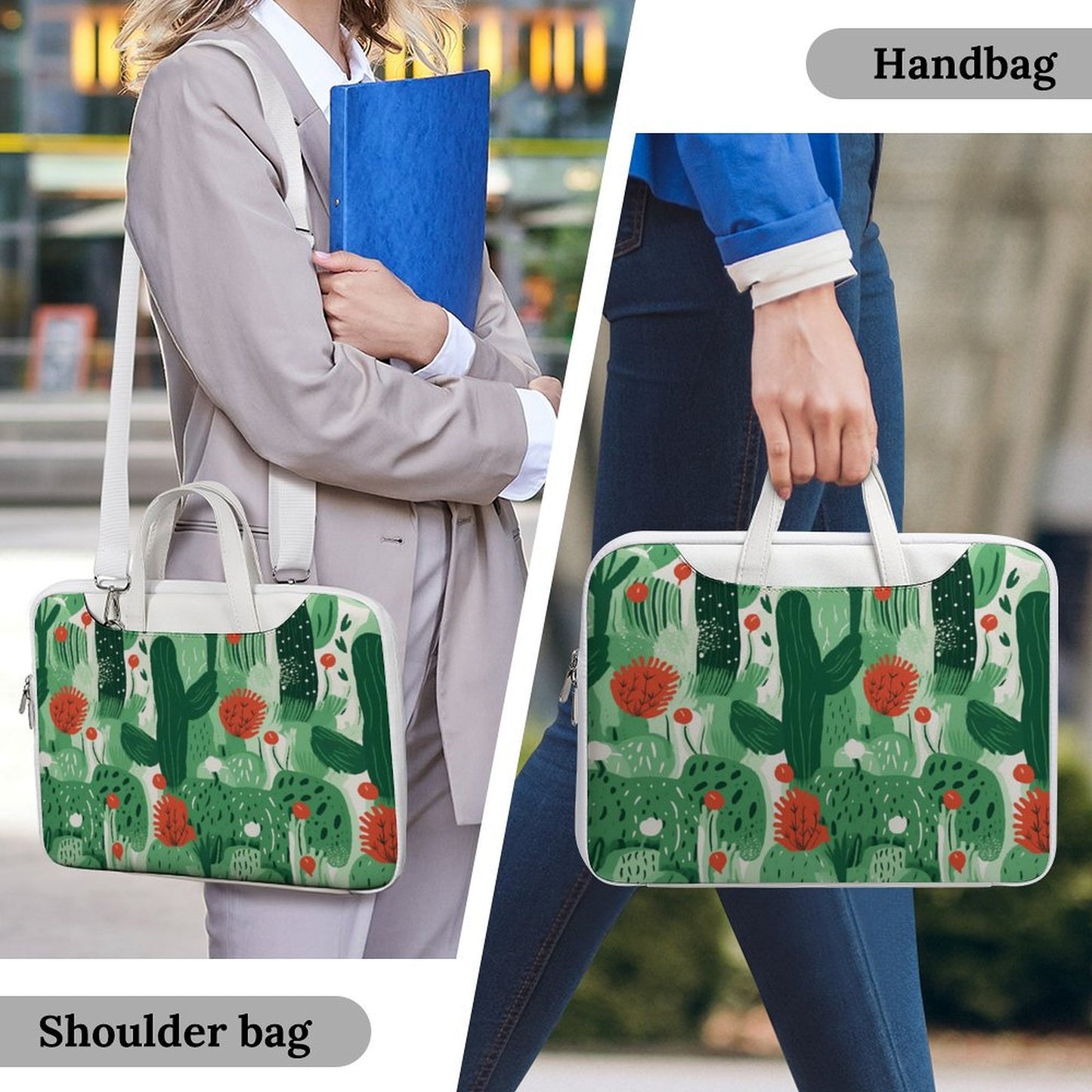 Green & Red Flower Cactus Laptop Bag fit for 13 inch/15 inch laptop - Modle:Laptop-6D2F1C