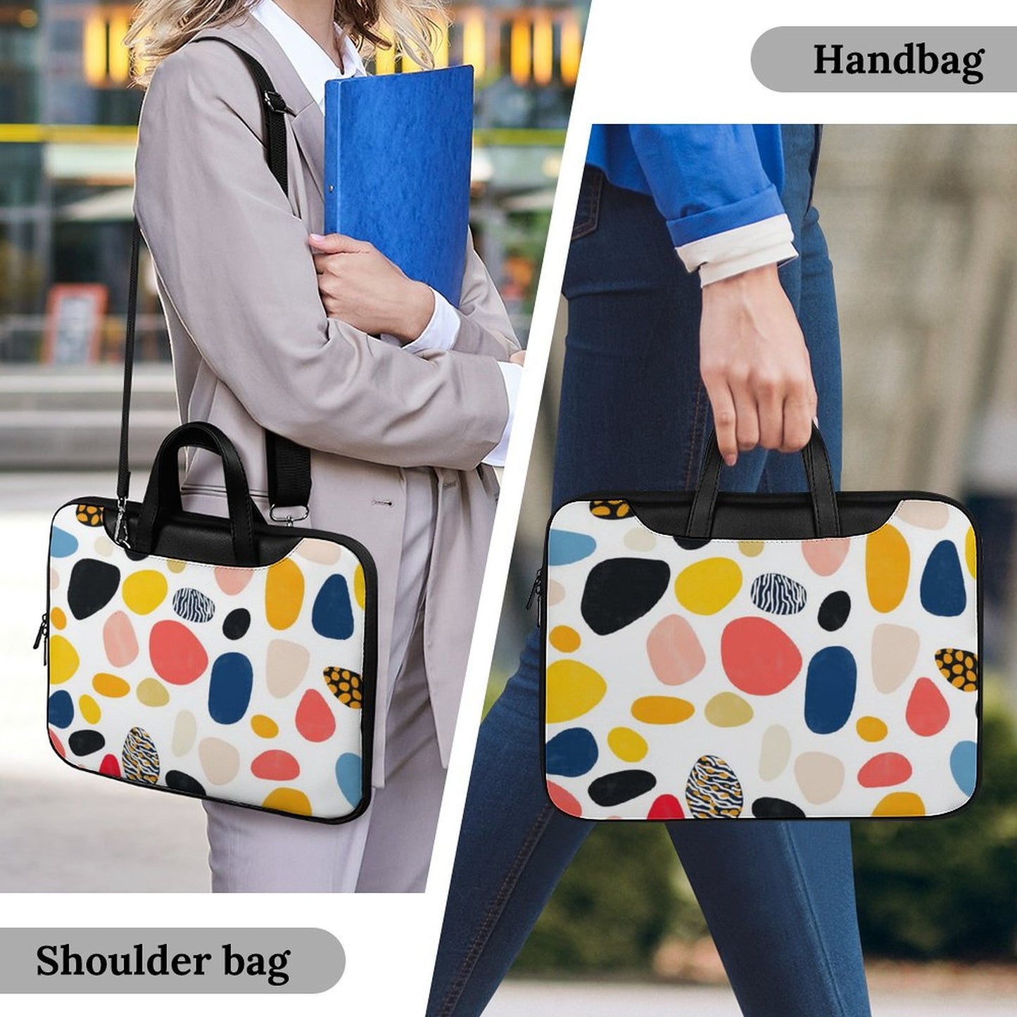 Colorful Dotted Laptop Bag with Back Strap, 180° Opening, Convenient for Travel - Laptop Bag fit for 13 inch/15 inch laptop - Modle:Laptop-7E2F1C