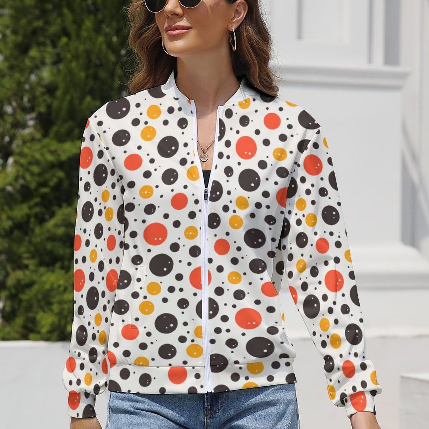 Retro Polka Dot Print Lightweight Jacket - Gift for Gemini | Mother's Day Gift | Summer Birthday Gift for Her - PRINTANK Jacket-W9B7X2
