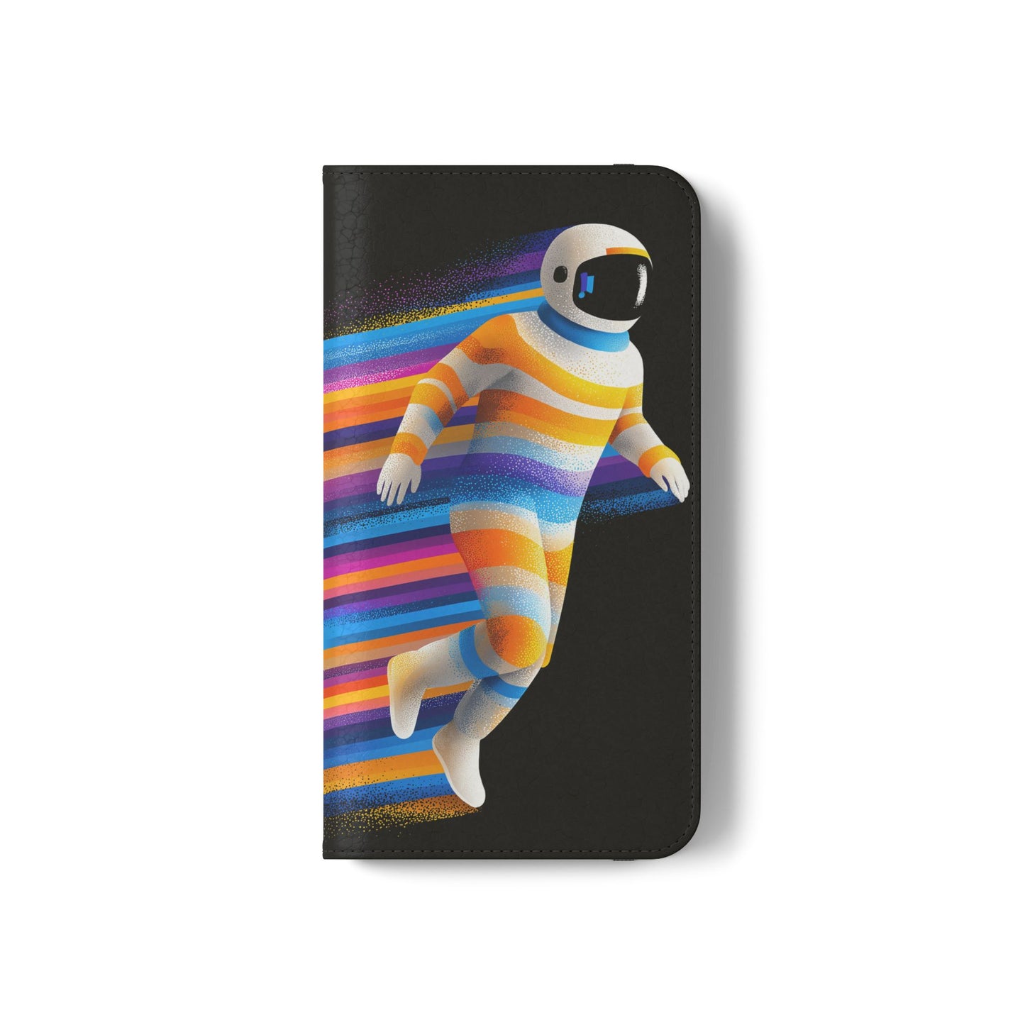 Rainbow Astronaut Flip Wallet Phone Case - Colorful Space Art Cover for iPhone 16 15 14 13 12 11 Pro Max & Samsung Galaxy S series