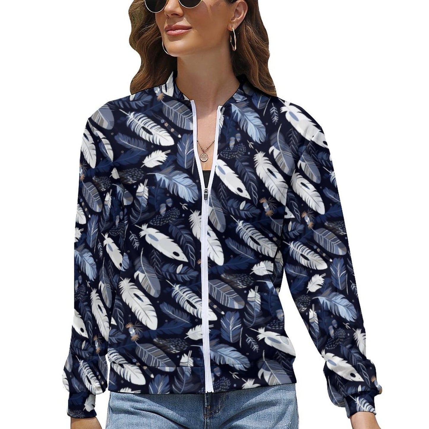 Feather Navy Blue Windbreaker Jacket - Model: Women's Feather Windbreaker - 6u3j8v