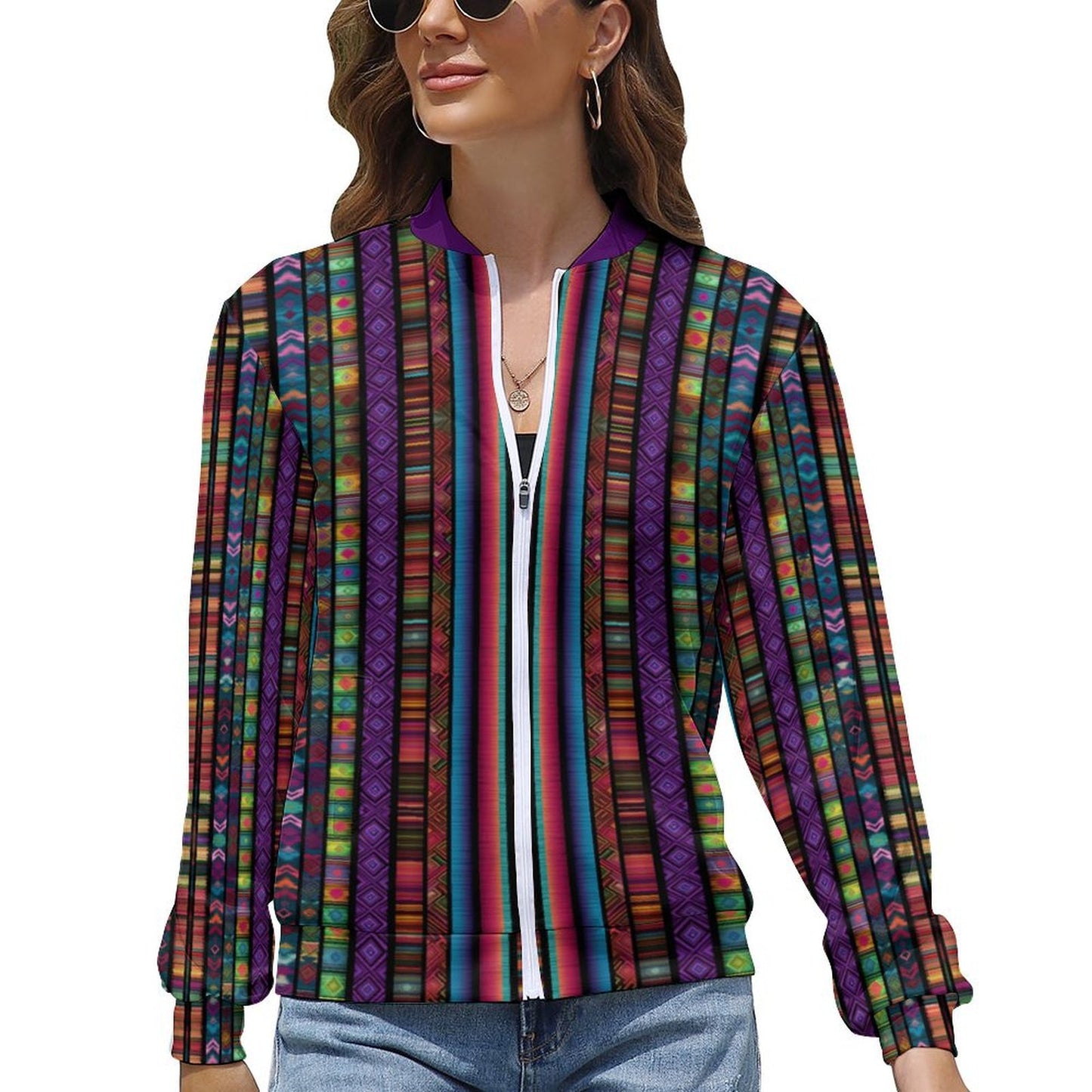 Colorful Boho Geometric Print Lightweight Jacket for Women – Modle: women-Jacket-Y8K9WZ