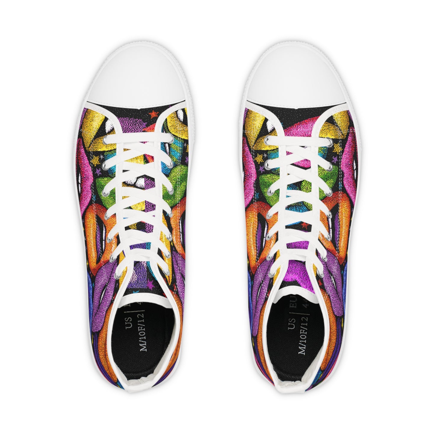 High Top Sneakers - Funky Colorful Lips Design