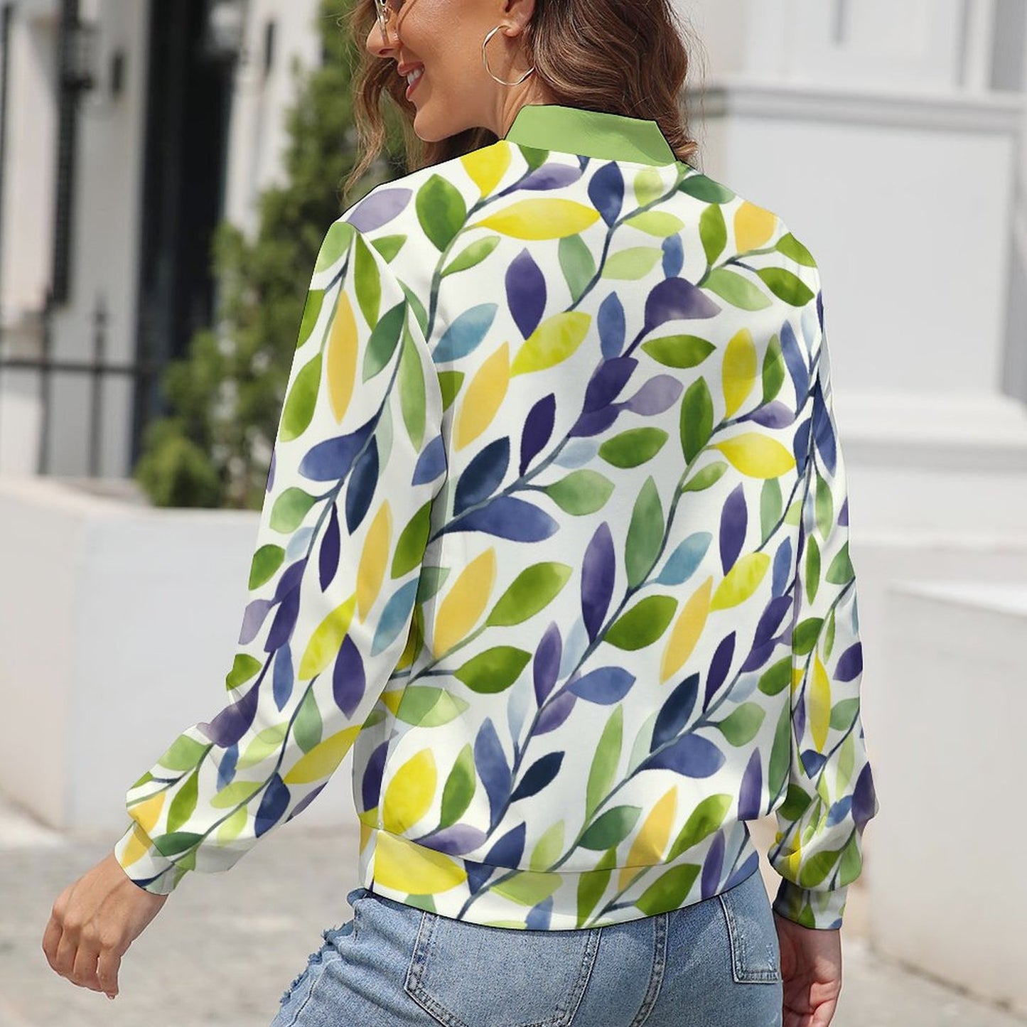 Colorful Leaf Print Lightweight Windbreaker for Women - Gift for Gemini | Mother’s Day Gift | Spring Windbreaker for Her - PRINTANK-WK7A2V