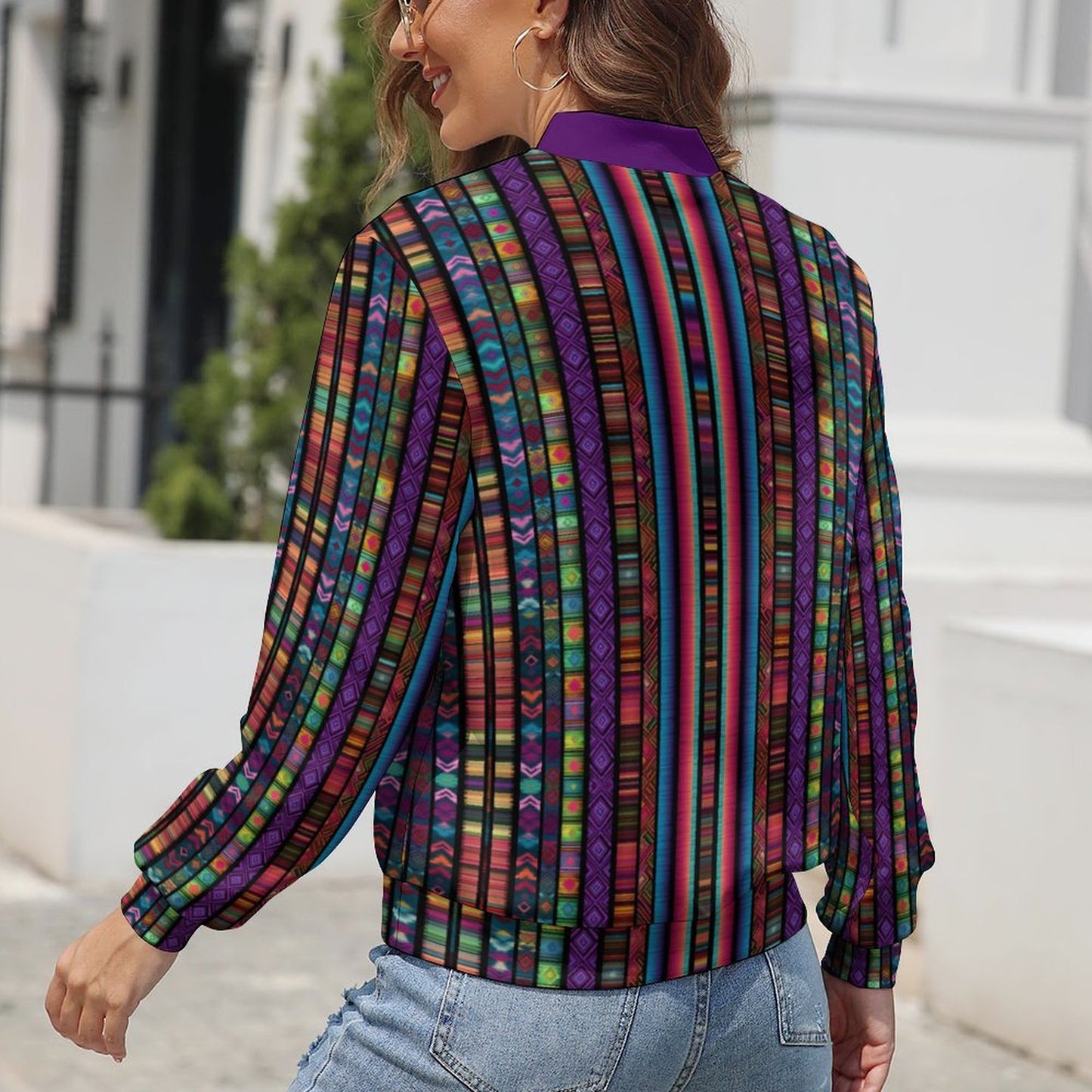 Colorful Boho Geometric Print Lightweight Jacket for Women – Modle: women-Jacket-Y8K9WZ