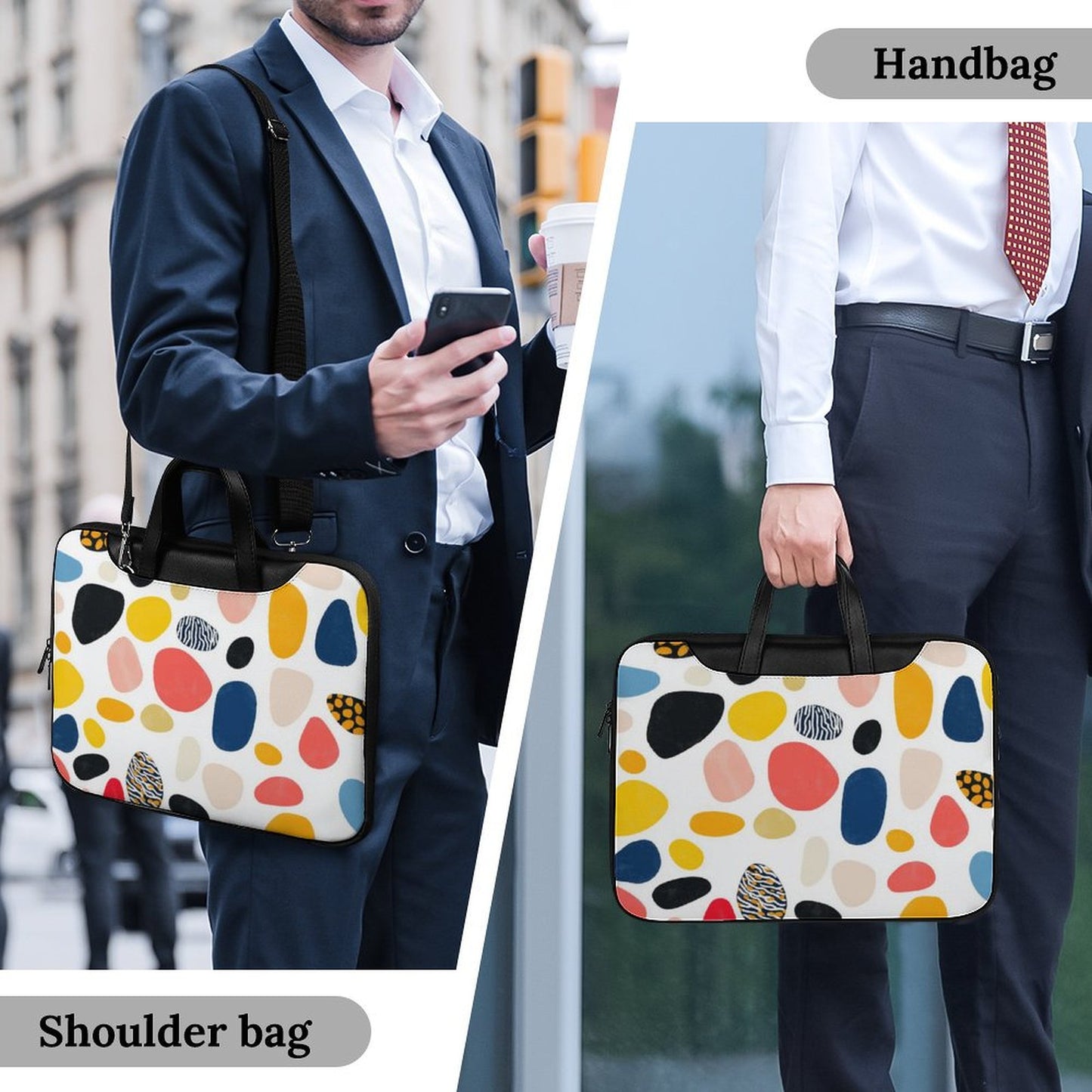 Colorful Dotted Laptop Bag with Back Strap, 180° Opening, Convenient for Travel - Laptop Bag fit for 13 inch/15 inch laptop - Modle:Laptop-7E2F1C