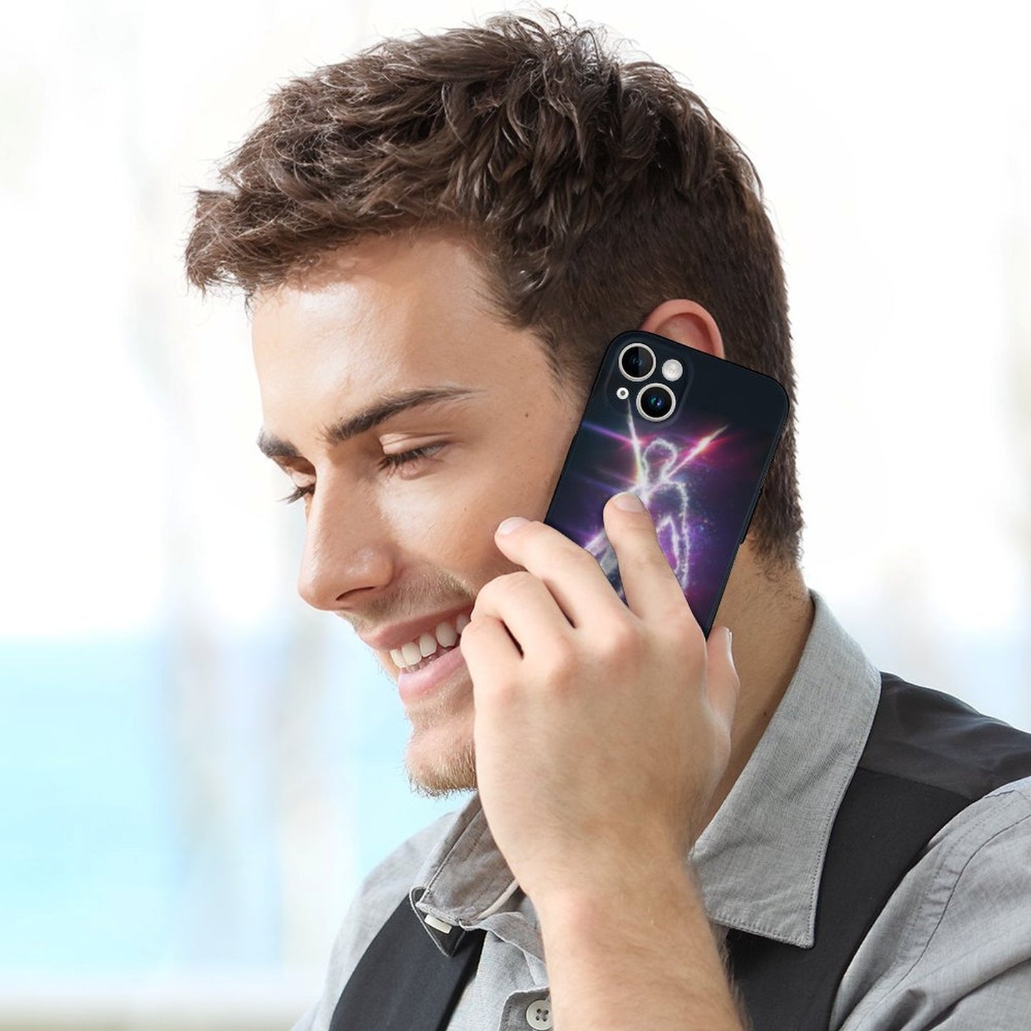 Cosmic Energy Man iPhone 15 Case – Gift for Sagittarius & Aquarius