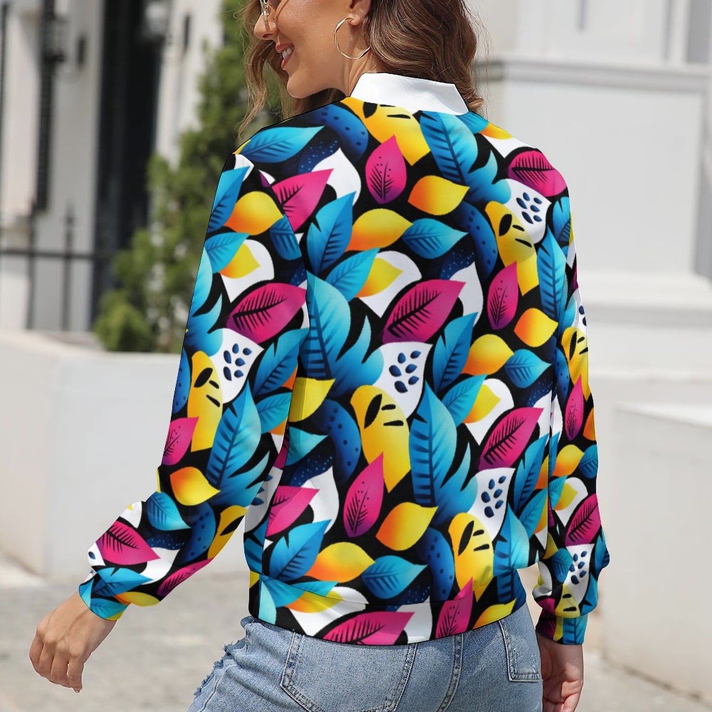 Colorful Tropical Leaf Print Jacket – Gift for Leo | Summer Birthday Gift | Trendy Outdoor Jacket - PRINTANK-LDFG7P