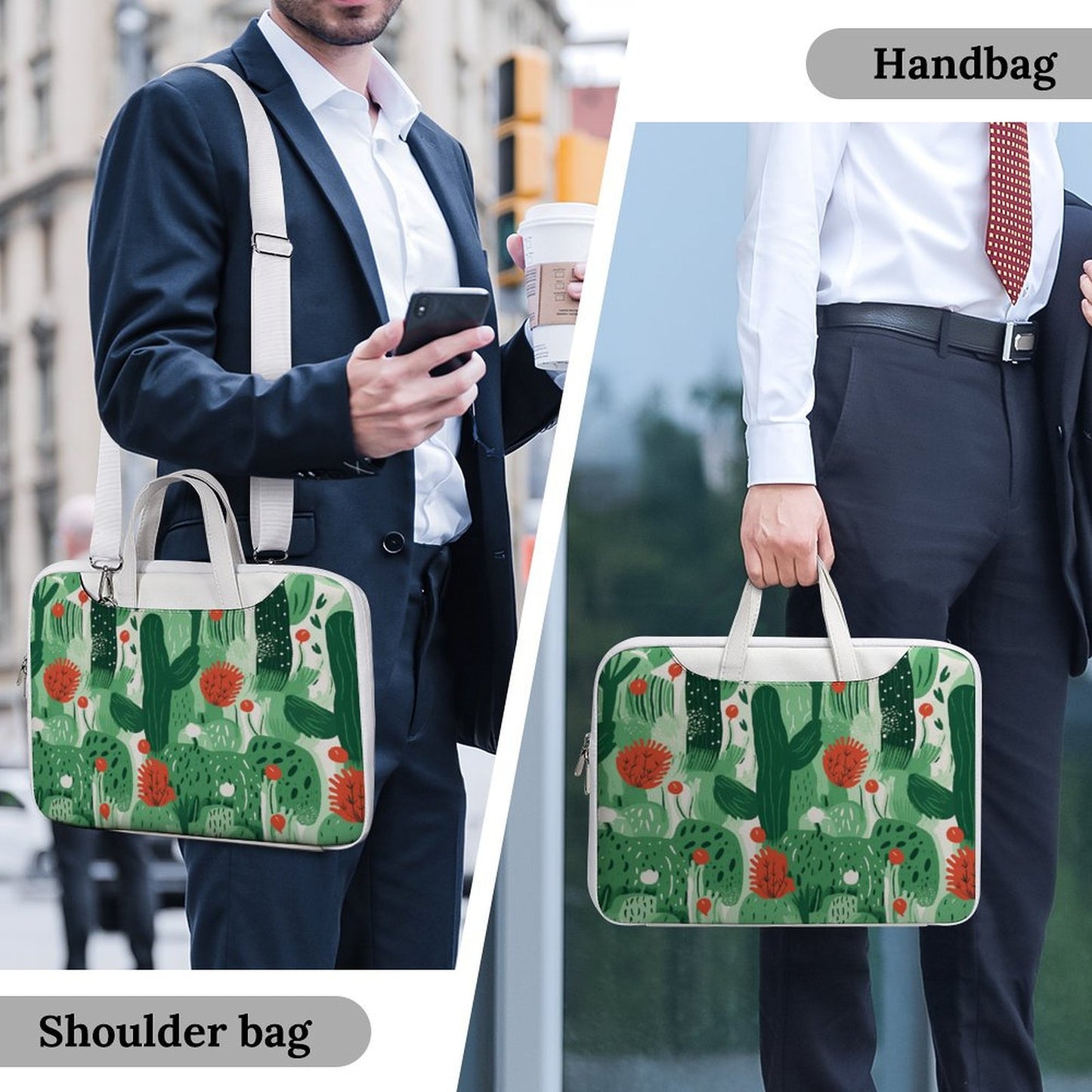 Green & Red Flower Cactus Laptop Bag fit for 13 inch/15 inch laptop - Modle:Laptop-6D2F1C