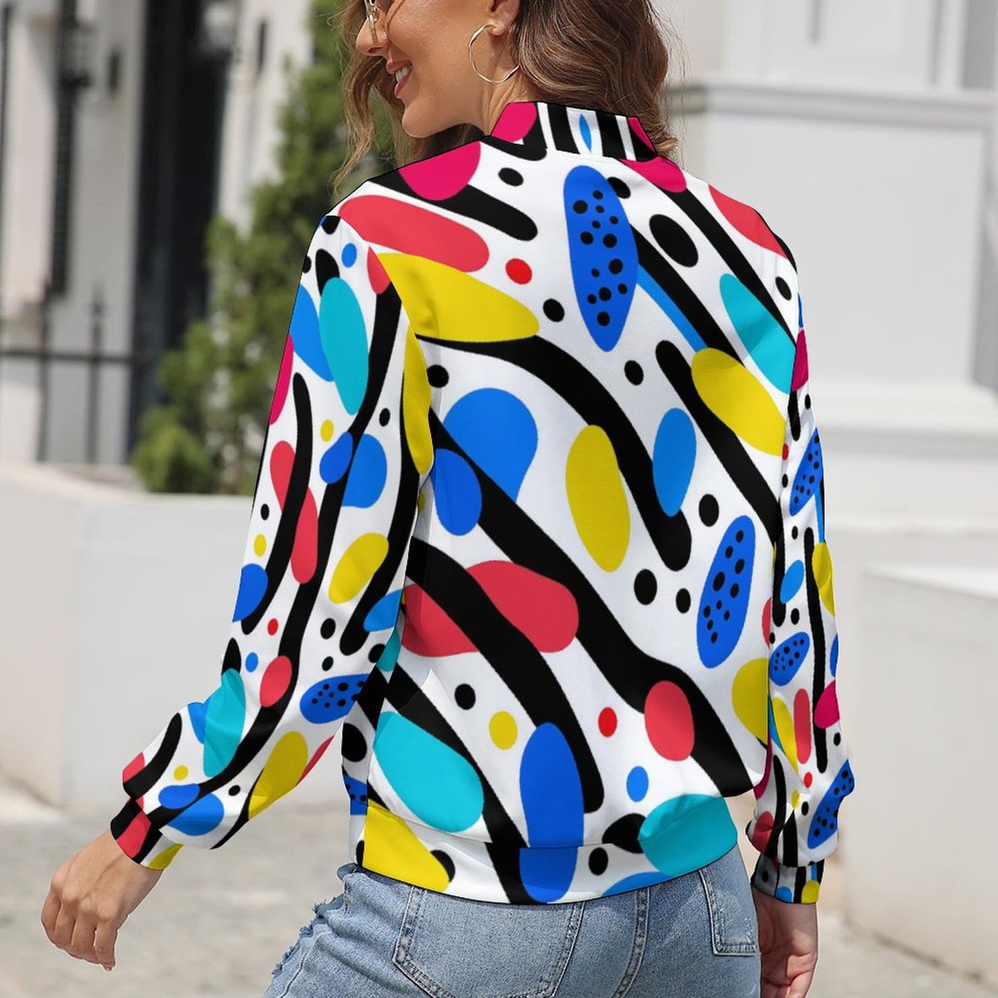 Colorful Abstract Dot Print Lightweight Jacket for Women - Gift for Gemini | Mother's Day Gift | Birthday gift for artistic women - PRINTANK-JK8R7F