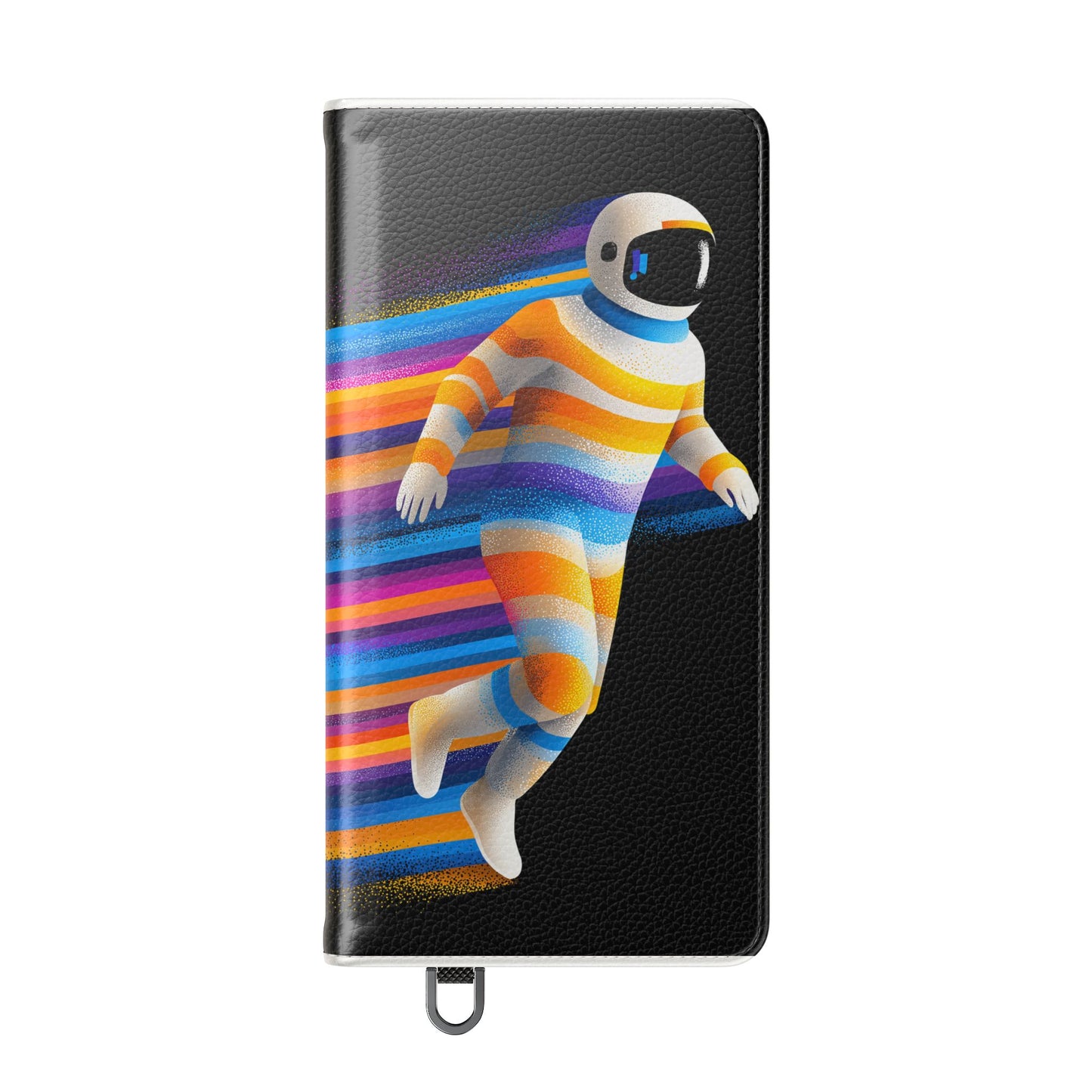 Rainbow Astronaut Flip Wallet Phone Case - Colorful Space Art Cover for iPhone 16 15 14 13 12 11 Pro Max & Samsung Galaxy S series