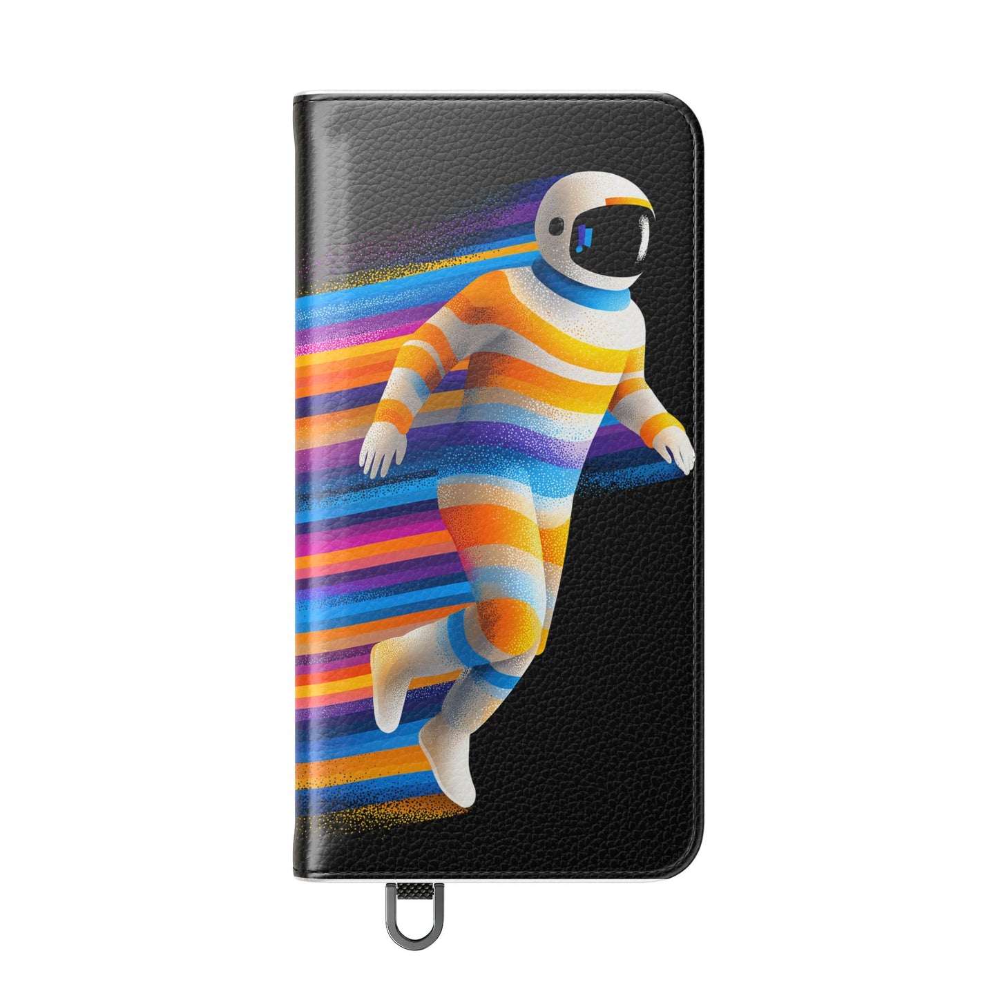 Rainbow Astronaut Flip Wallet Phone Case - Colorful Space Art Cover for iPhone 16 15 14 13 12 11 Pro Max & Samsung Galaxy S series