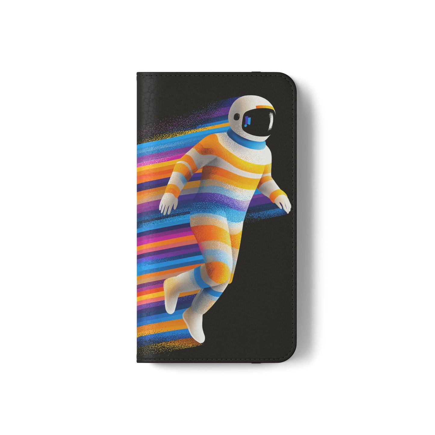 Rainbow Astronaut Flip Wallet Phone Case - Colorful Space Art Cover for iPhone 16 15 14 13 12 11 Pro Max & Samsung Galaxy S series