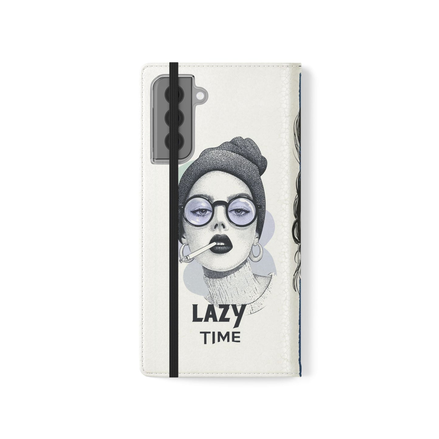Phone Wallet Flip Case, Lazy Time Girl Design, Stylish Smartphone Case -iPhone case & Samsung Galaxy case, Gift for Her, Phone Accessory