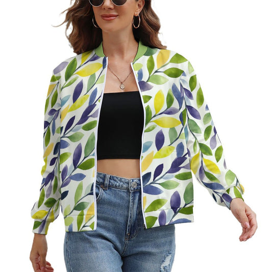Colorful Leaf Print Lightweight Windbreaker for Women - Gift for Gemini | Mother’s Day Gift | Spring Windbreaker for Her - PRINTANK-WK7A2V