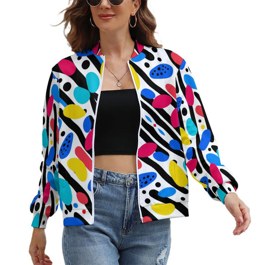 Colorful Abstract Dot Print Lightweight Jacket for Women - Gift for Gemini | Mother's Day Gift | Birthday gift for artistic women - PRINTANK-JK8R7F