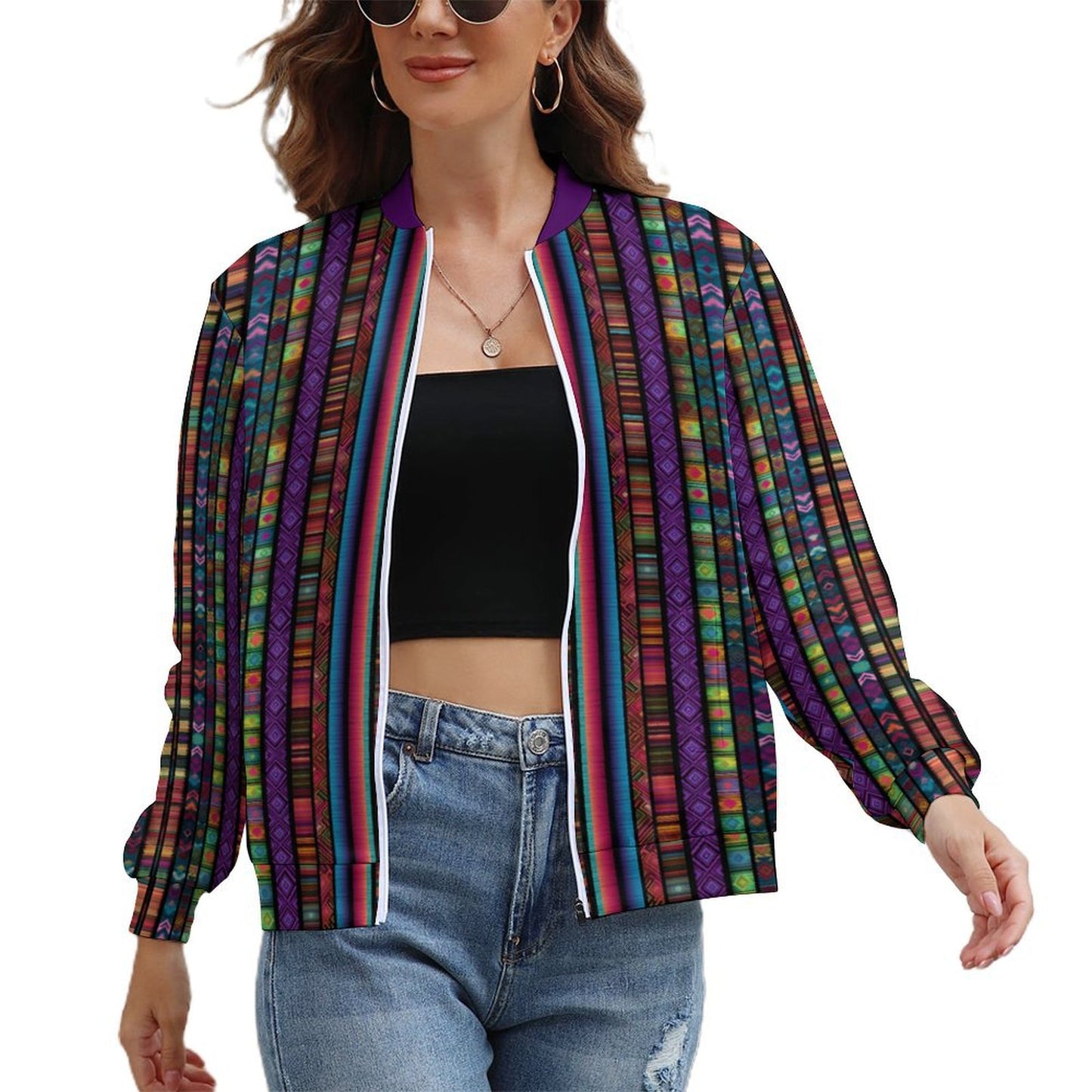 Colorful Boho Geometric Print Lightweight Jacket for Women – Modle: women-Jacket-Y8K9WZ