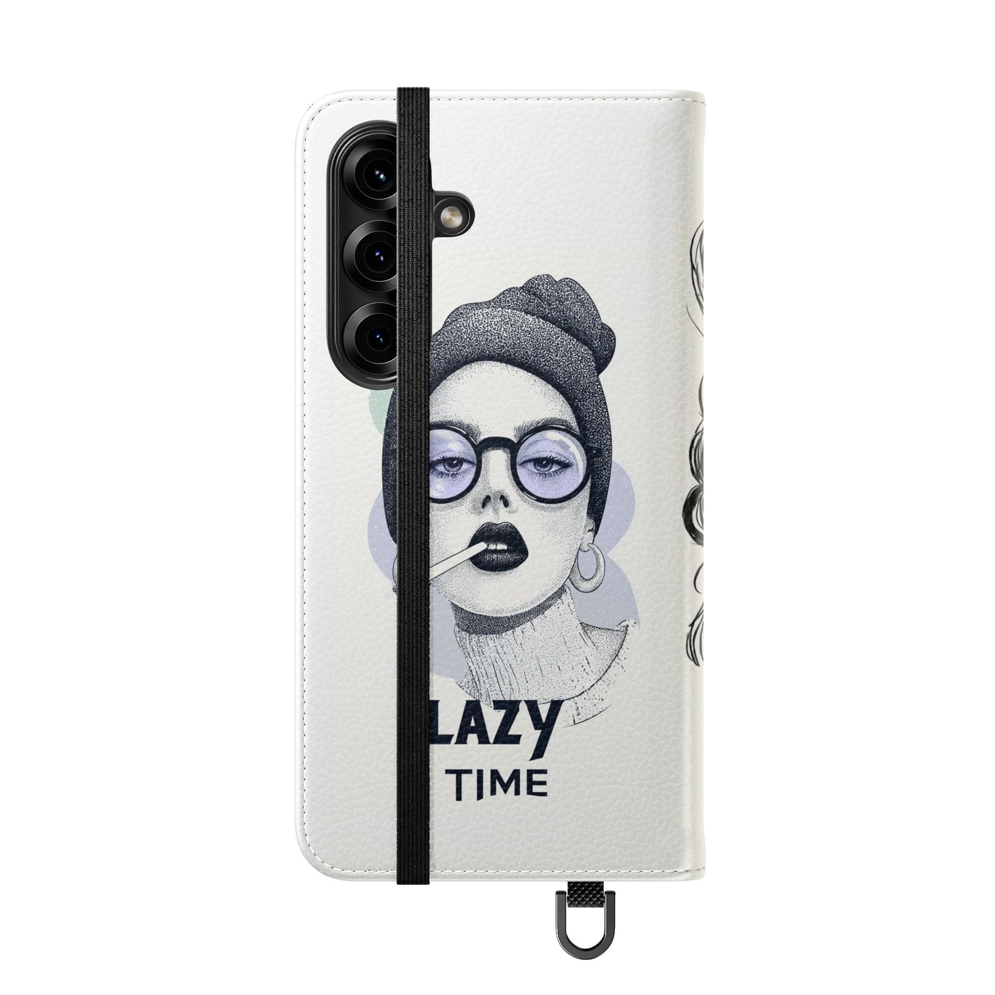 Phone Wallet Flip Case, Lazy Time Girl Design, Stylish Smartphone Case -iPhone case & Samsung Galaxy case, Gift for Her, Phone Accessory