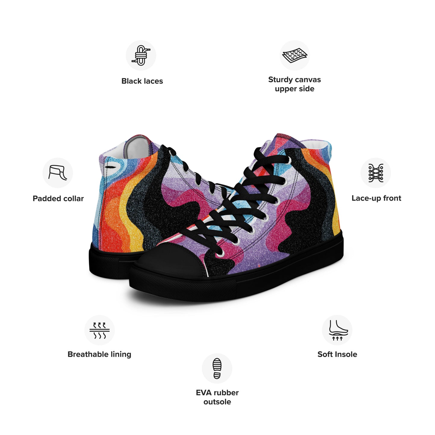 Colorful Graffiti High Top Canvas Shoes – Gift for Sagittarius & Aquarius