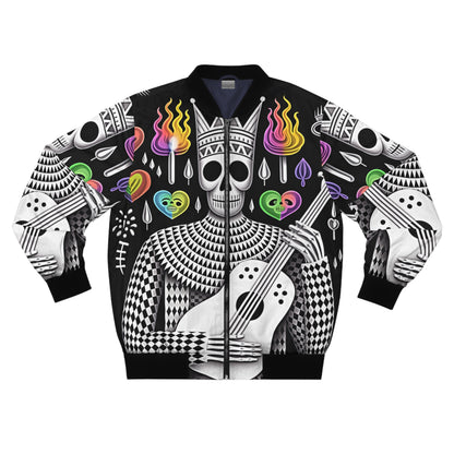 Skull Bomber Jacket|Men's Artistic Bomber Jacket, Skull Design, Vintage Style, Unisex Outerwear, Festival Fashion, Perfect Gift for Music Lovers