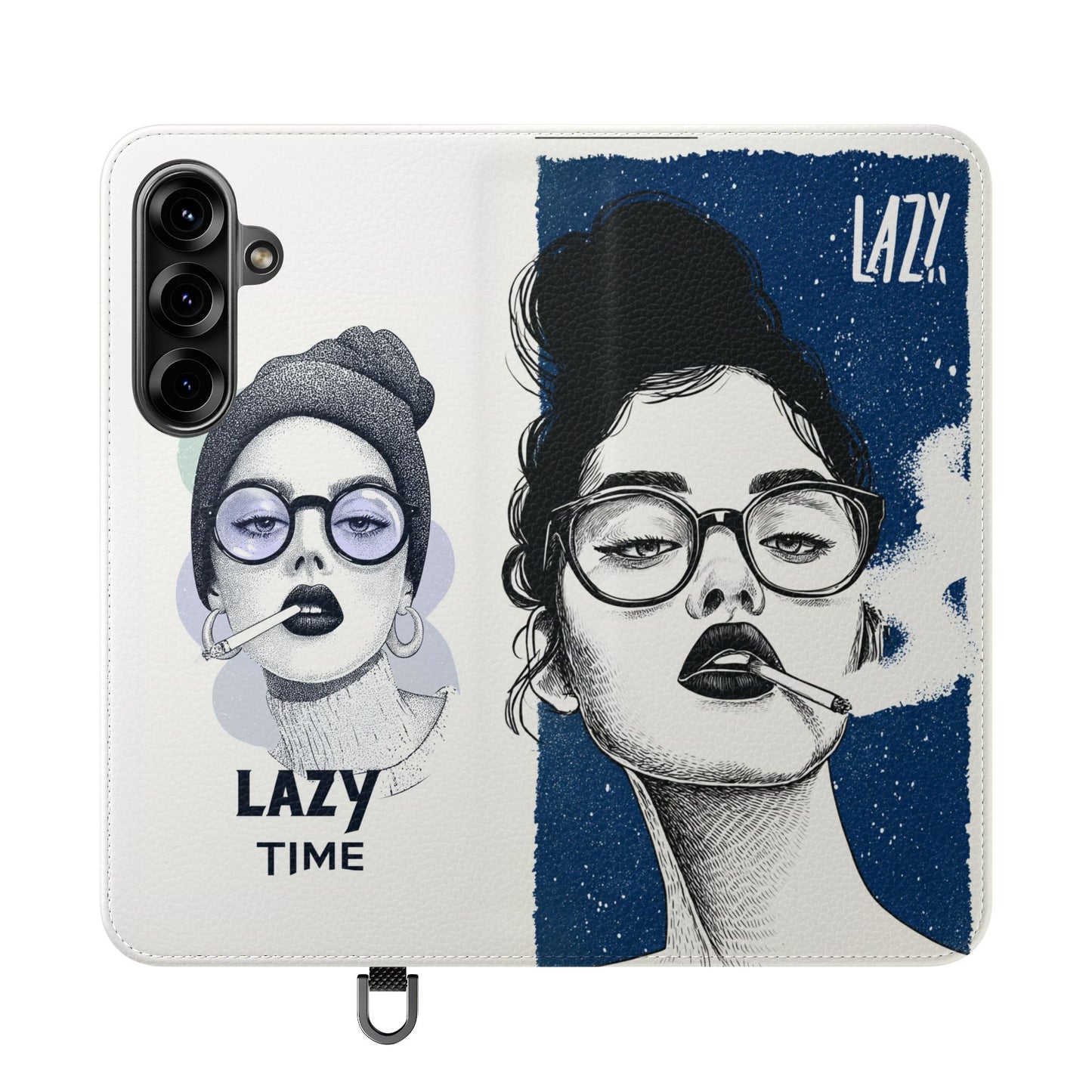 Phone Wallet Flip Case, Lazy Time Girl Design, Stylish Smartphone Case -iPhone case & Samsung Galaxy case, Gift for Her, Phone Accessory