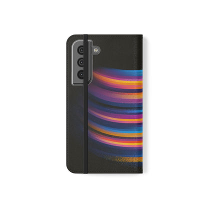 Rainbow Astronaut Flip Wallet Phone Case - Colorful Space Art Cover for iPhone 16 15 14 13 12 11 Pro Max & Samsung Galaxy S series