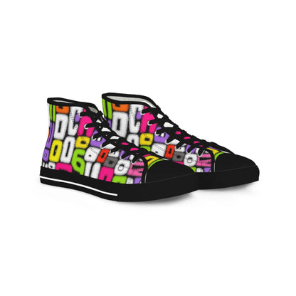 Graffiti Numbers High-Top Sneakers – Bold Streetwear Flair｜Gift for Aquarius & Gemini, Trendy Men's Footwear,  , Gift for Sneakers Lovers
