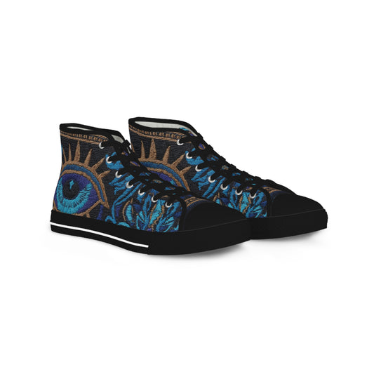 Faux-Embroidery Print High Top Canvas Sneakers | Gift for Leo & Aquarius