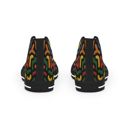 Colorful Men's High Top Sneakers, Colorful Abstract Print High Top Sneakers – Street Style Gift for Gemini & Sagittarius
