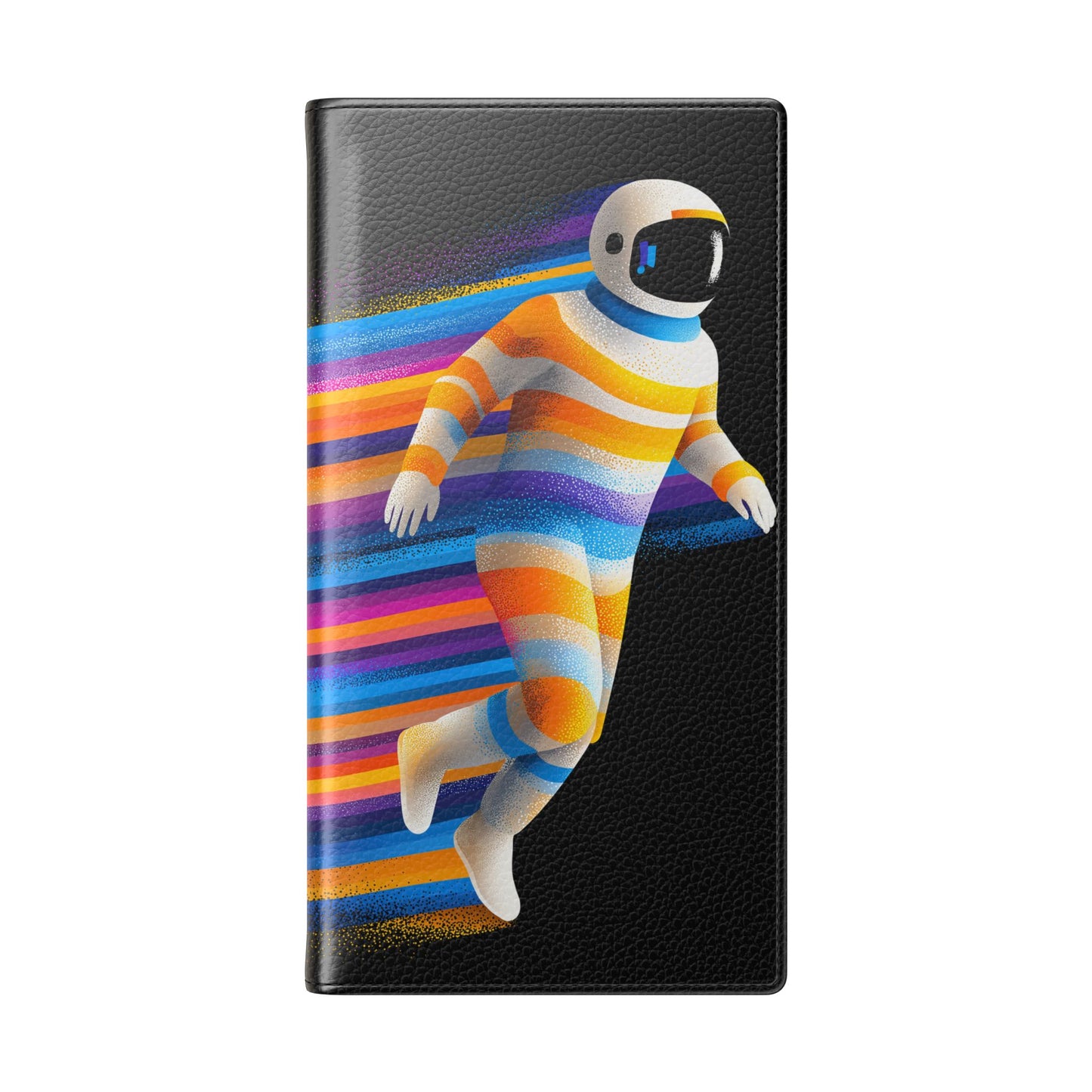 Rainbow Astronaut Flip Wallet Phone Case - Colorful Space Art Cover for iPhone 16 15 14 13 12 11 Pro Max & Samsung Galaxy S series