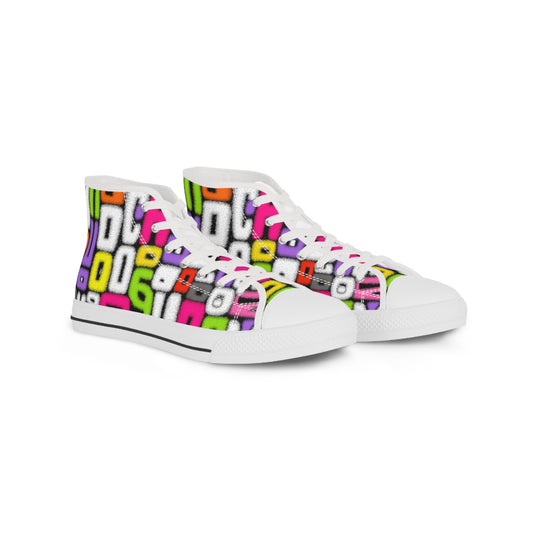 Graffiti Numbers High-Top Sneakers – Bold Streetwear Flair｜Gift for Aquarius & Gemini, Trendy Men's Footwear,  , Gift for Sneakers Lovers