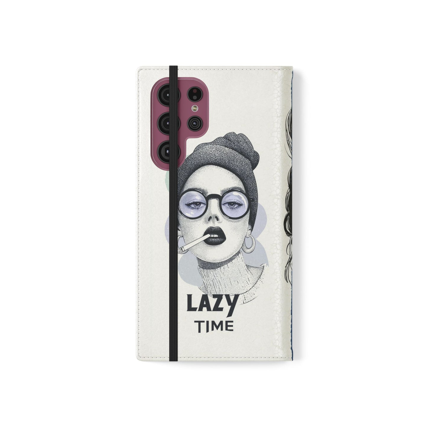Phone Wallet Flip Case, Lazy Time Girl Design, Stylish Smartphone Case -iPhone case & Samsung Galaxy case, Gift for Her, Phone Accessory
