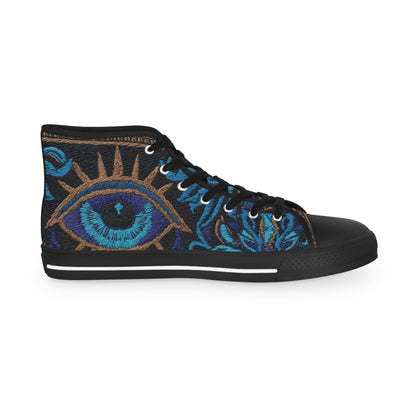 Faux-Embroidery Print High Top Canvas Sneakers | Gift for Leo & Aquarius