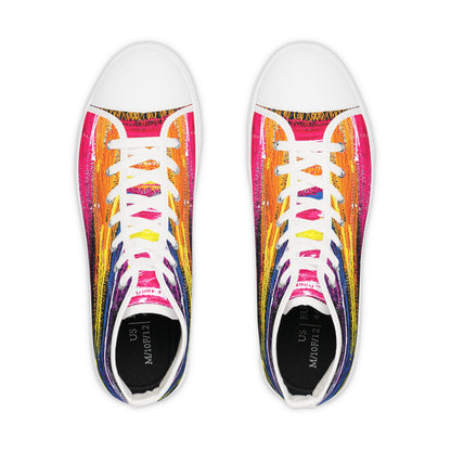 Colorful  Sneakers-Graffiti Rainbow High Top Sneakers: Gift for Aquarius & Leo