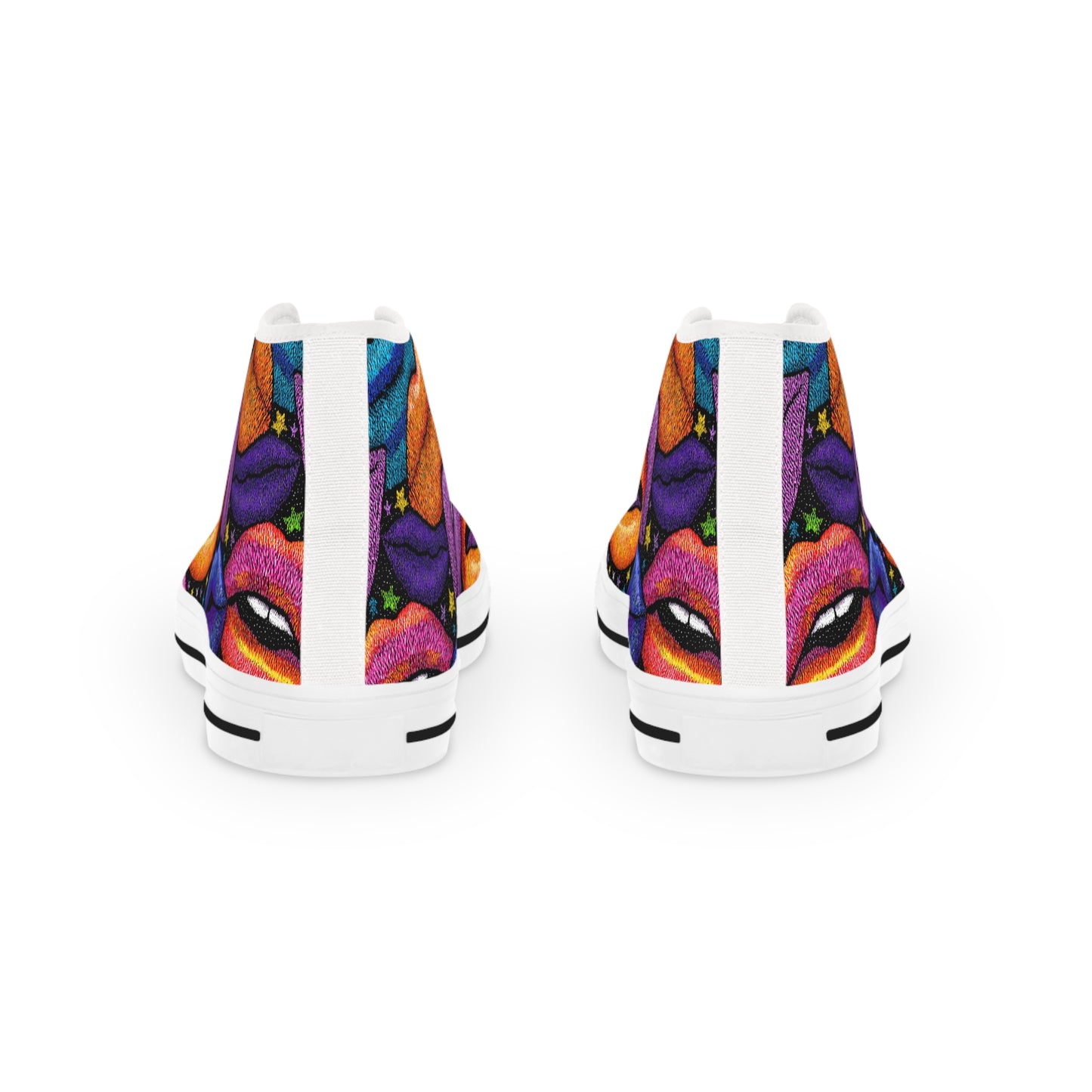 High Top Sneakers - Funky Colorful Lips Design