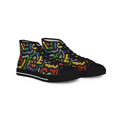 Colorful Men's High Top Sneakers, Colorful Abstract Print High Top Sneakers – Street Style Gift for Gemini & Sagittarius