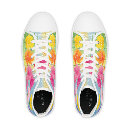 Floral Sneakers|Colorful Floral High Top Sneakers for Spring, Customizable Sneaker Gift, Trendy Footwear, Summer Shoes, Unique Art Sneakers