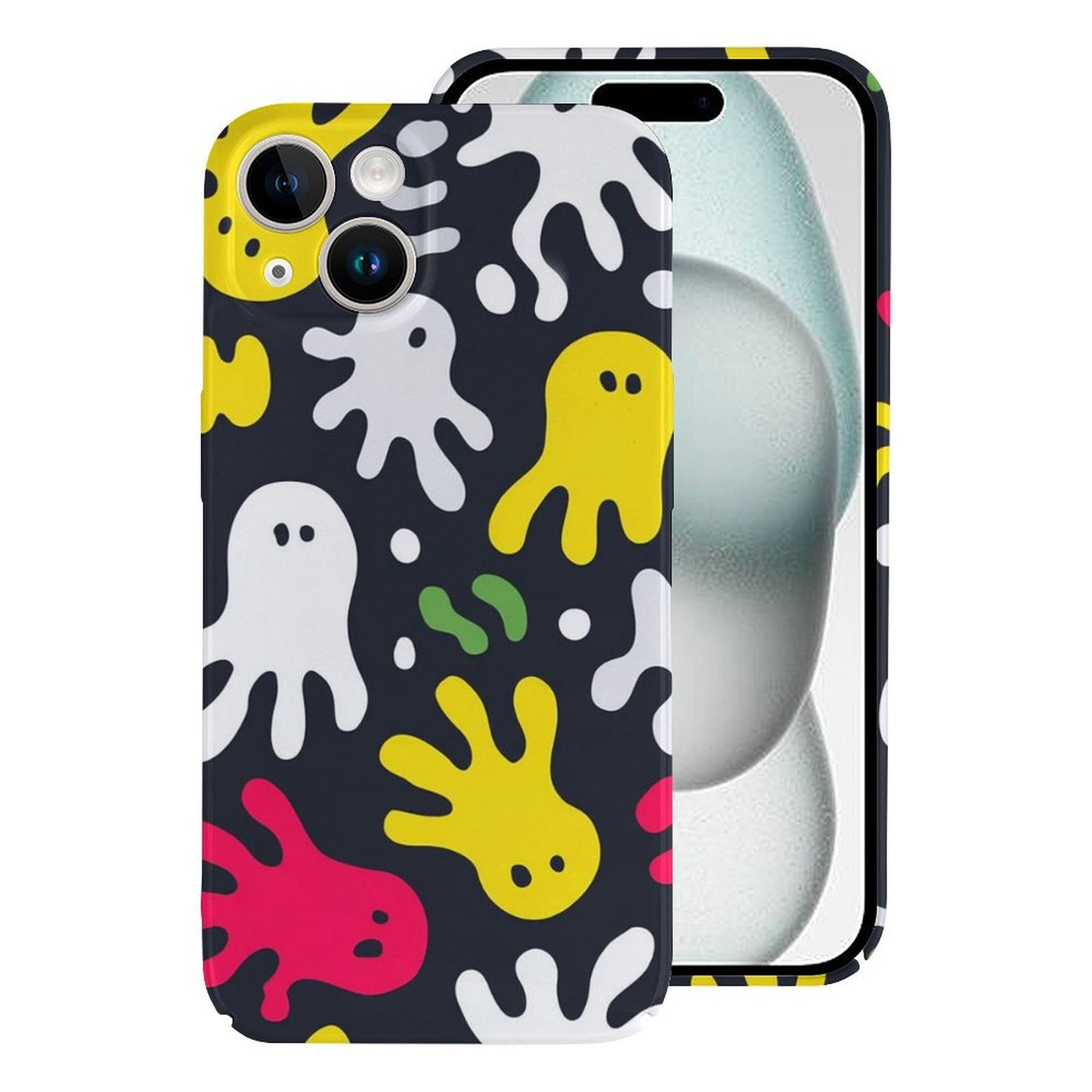 Colorful Ghost Pattern iPhone 15 Case - Gift for Aquarius | Halloween Gift Idea | Cute Halloween Aesthetic Phone Cover - Bday Surprise Ideas |PRINTANK-ghTP39