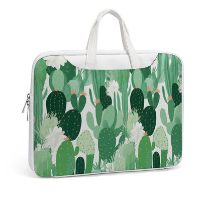 Premium Green Cactus Pattern Laptop Bag - Cactus Laptop Sleeve - Stylish and Durable 15.6-inch Computer Case with Back Luggage Strap - AB5J6X