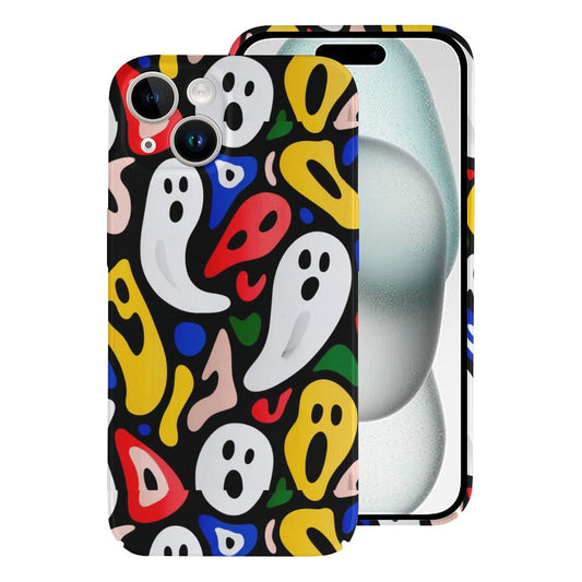 Colorful Ghost Pattern iPhone 15 Case - Gift for Aquarius | Halloween Gift Idea | Cute Halloween Aesthetic Phone Cover - Bday Surprise Ideas |PRINTANK-ghTP39