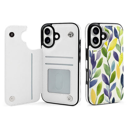 Watercolor Leaf iPhone 16 Wallet Case | Gift for Gemini & Libra