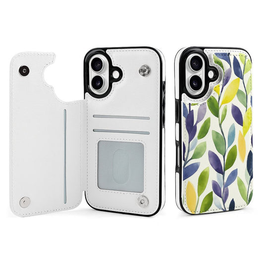 Watercolor Leaf iPhone 16 Wallet Case | Gift for Gemini & Libra