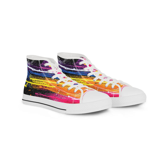 Colorful  Sneakers-Graffiti Rainbow High Top Sneakers: Gift for Aquarius & Leo