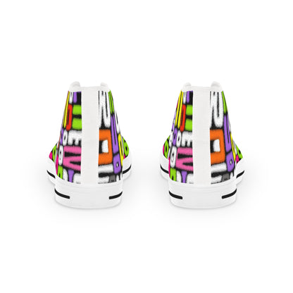 Graffiti Numbers High-Top Sneakers – Bold Streetwear Flair｜Gift for Aquarius & Gemini, Trendy Men's Footwear,  , Gift for Sneakers Lovers