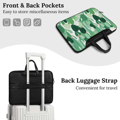 Premium Green Cactus Pattern Laptop Bag - Cactus Laptop Sleeve - Stylish and Durable 15.6-inch Computer Case with Back Luggage Strap - AB5J6X