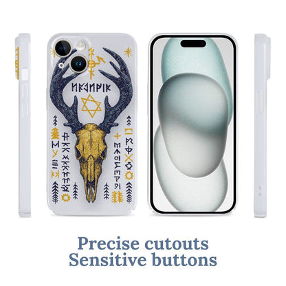Nordic Rune Deer Skull iPhone 15 Case – Gift for Sagittarius & Capricorn