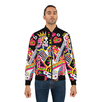 Graffiti Skull Playing Card Bomber Jacket – Streetwear Gift for Leo & Gemini