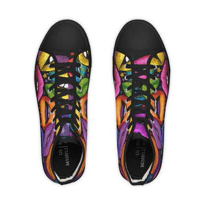 High Top Sneakers - Funky Colorful Lips Design