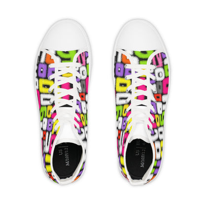 Graffiti Numbers High-Top Sneakers – Bold Streetwear Flair｜Gift for Aquarius & Gemini, Trendy Men's Footwear,  , Gift for Sneakers Lovers